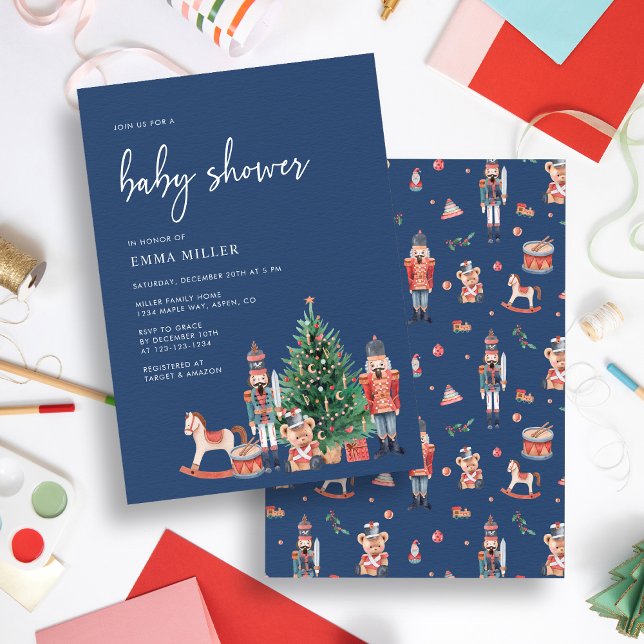 Semesterblå Bebis-fest Inbjudningar (Holiday Blue Baby Shower Invitation
)