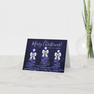 Semesterblå julgranar Greeting Silver Helgkort