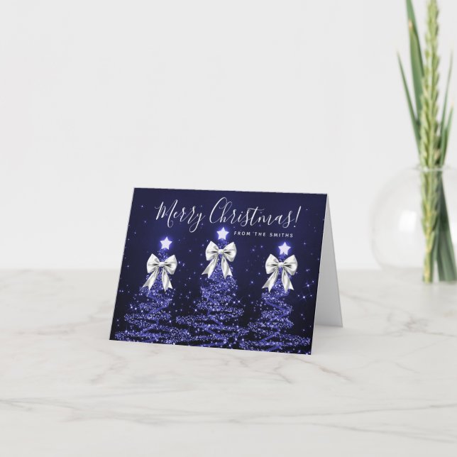 Semesterblå julgranar Greeting Silver  Helgkort (Framsida)