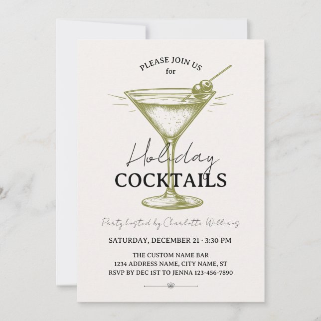 Semestercocktails Gröna Creamdrycker Jul Inbjudningar (Framsida)