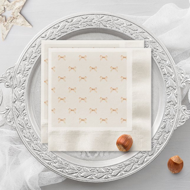 Semesterdukdekor  | Guldslinga Pastell Beige Pappersservett (Skapare uppladdad)