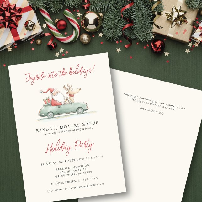 Semesterfest Öppet hus Bilhandlare Auto Business  Julkort (Celebrate your staff, clients, and the joy of the season in classic style.)