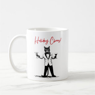 Semesterfirande! Katt i smoking skålar Kaffemugg