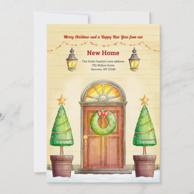 Semesterflyttningskort för ytterdörren julkort (Framsida)