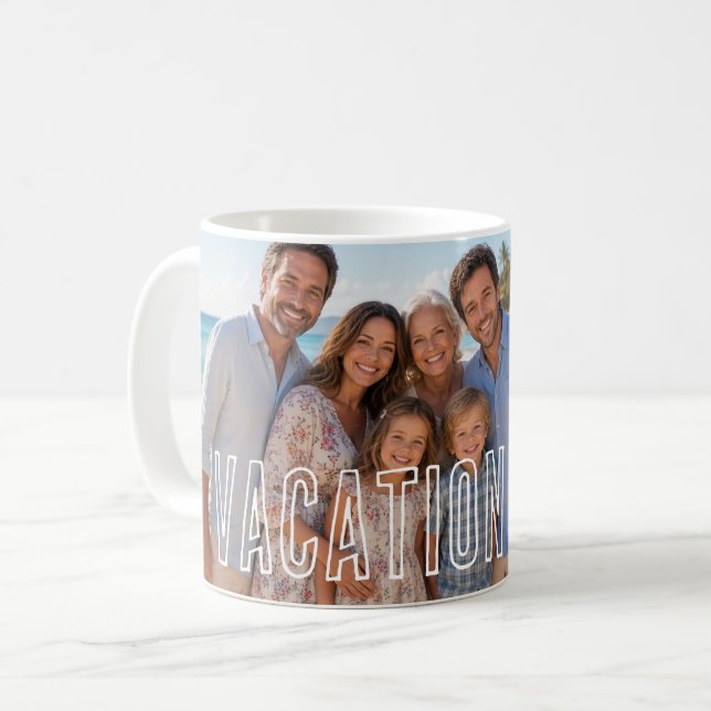 Semesterfoto med modern textöverlägg kaffemugg (Framsida vänster)