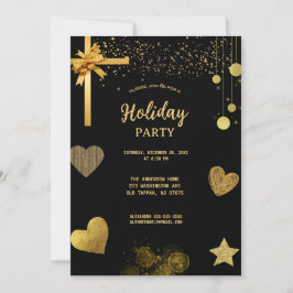 Semestergalla Guld och Svart Inbjudningar