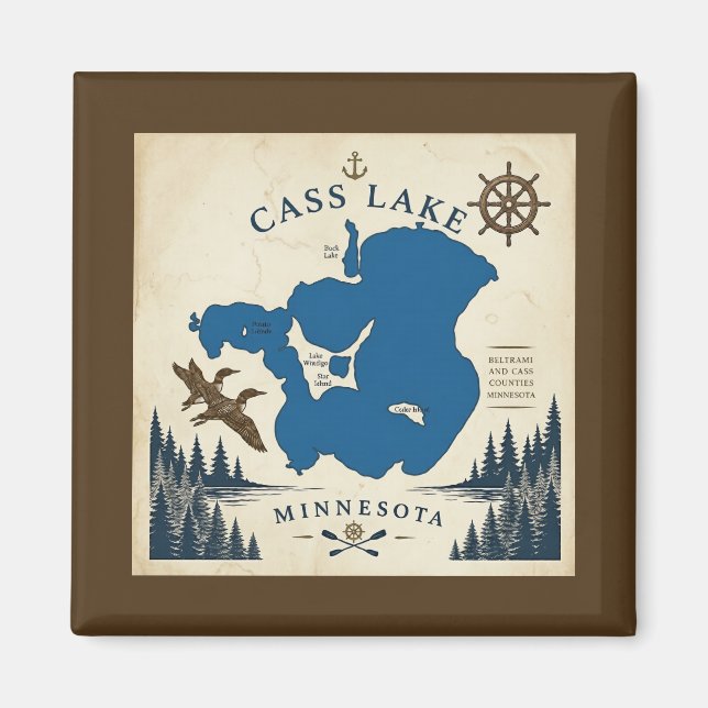 Semesterhus och presenter i Cass Lake, Minnesota Magnet (Framsidan)