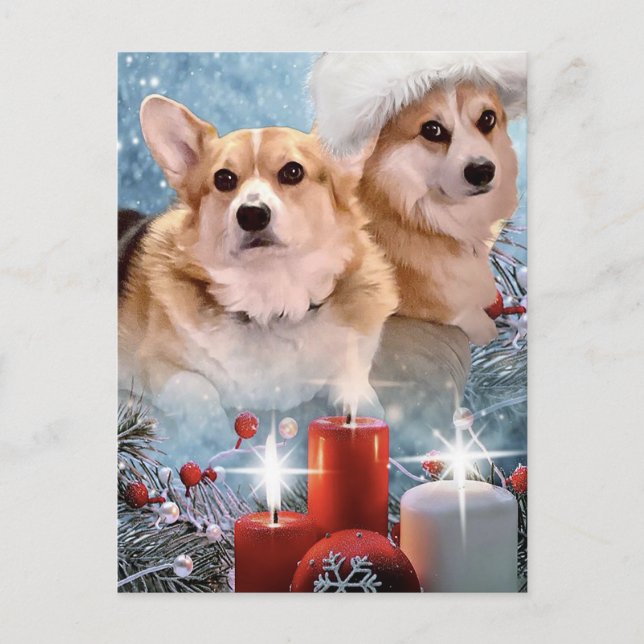 Semesterkort med Pembroke Welsh Corgis Helg Vykort (Framsida)