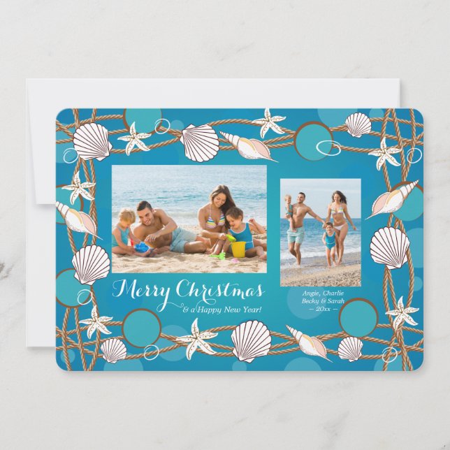 Semesterkort med ram för havslivsfoto inbjudningar (Framsida)