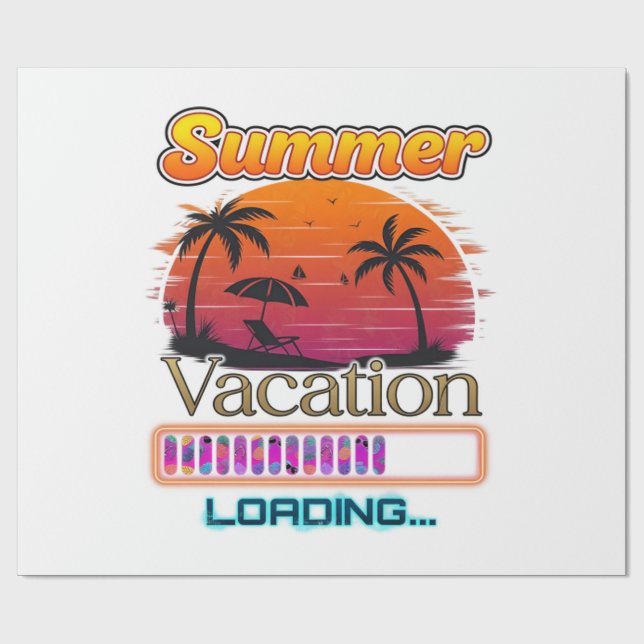 Semesterladdning Sommar Solnedgång Strand Presentpapper (Platt)