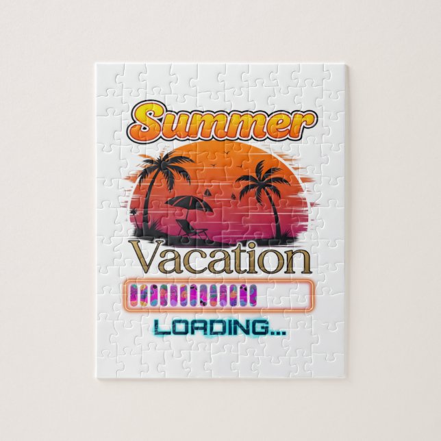 Semesterladdning Sommar Solnedgång Strand Pussel (Vertikal)