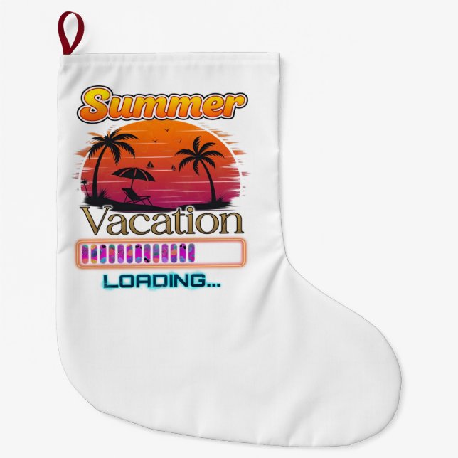 Semesterladdning Sommar Solnedgång Strand Stor Julstrumpa (Framsidan)