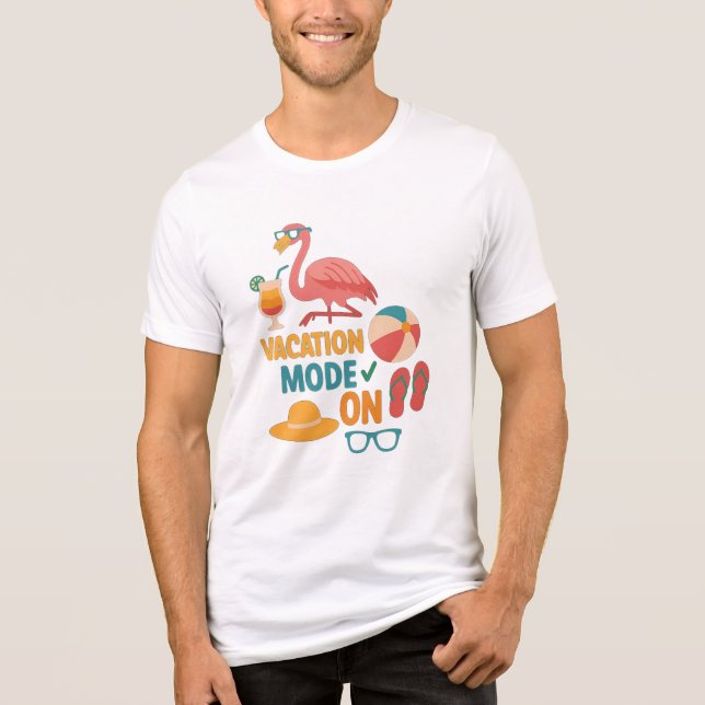 Semesterläge På Flamingo T-Shirt – Sommarstrand  (Framsida)