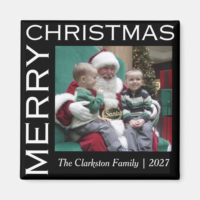 Semestermagnet familjefoto med God Jul Magnet (Framsidan)