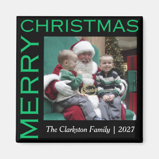 Semestermagnet Familjefoto med God Jul Magnet
