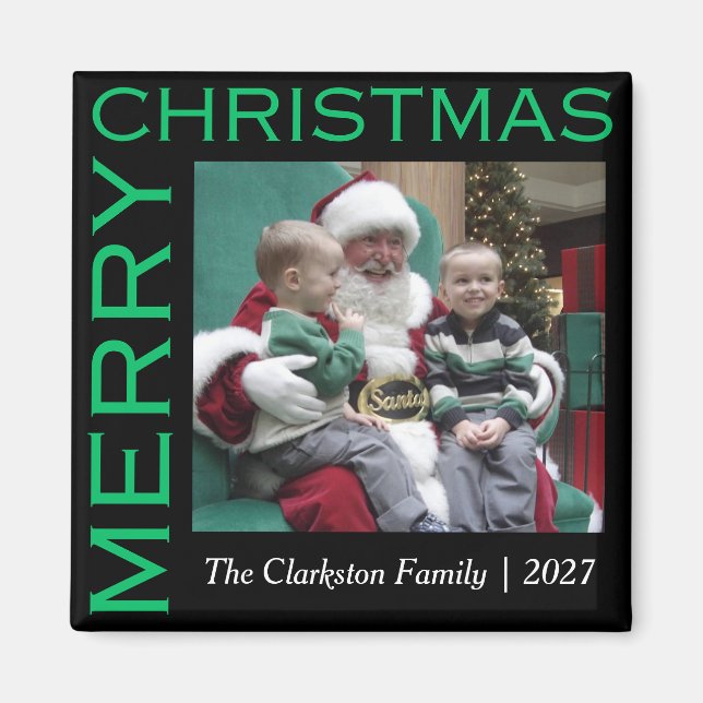 Semestermagnet Familjefoto med God Jul Magnet (Framsidan)