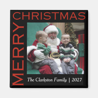 Semestermagnet Familjefoto med God Jul Magnet