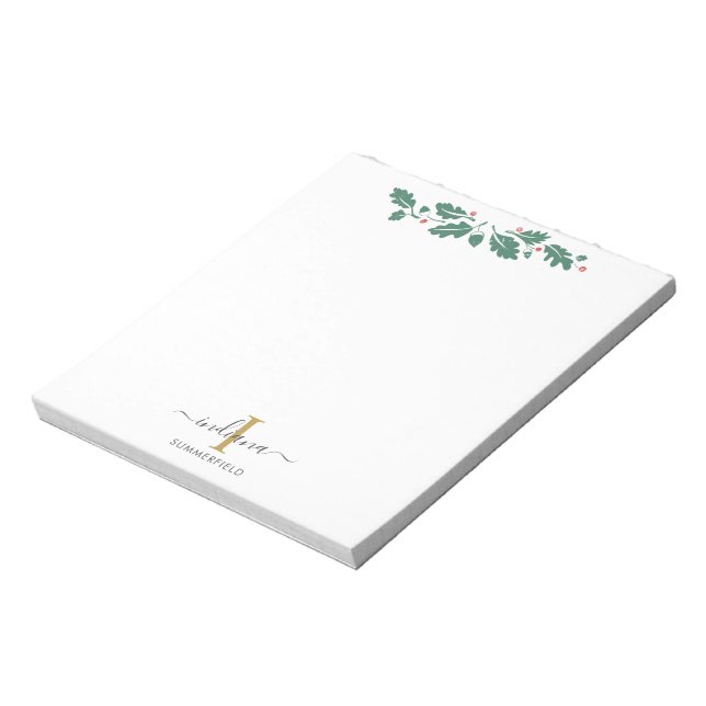 Semestermonogram Skript Namn Botanisk Anteckningsblock (Roterad)