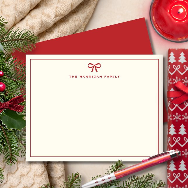 Semestern Familj Söt Röd Slinga Elegant Jul Anteckningskort (Skapare uppladdad)