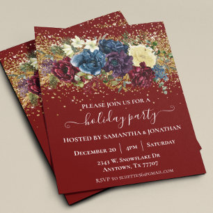 Semestern fest Guld Konfetti Vinter Blommig Flyer