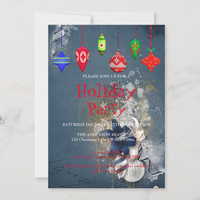 Semesternöjd Invitation med Juldekorationer Inbjudningar (Framsida)