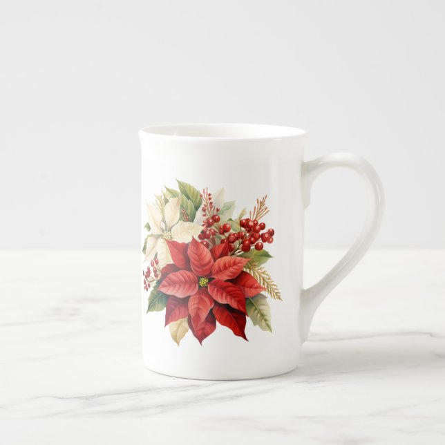 Semesterns blommor  benporslin mugg (Höger)