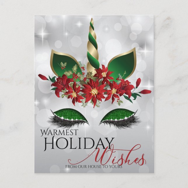 Semesterönskningar Festlig Enhörningsface Helg Vykort (Framsida)