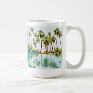 Semesterparadis Tropisk lagun Watercolor v3 Kaffemugg
