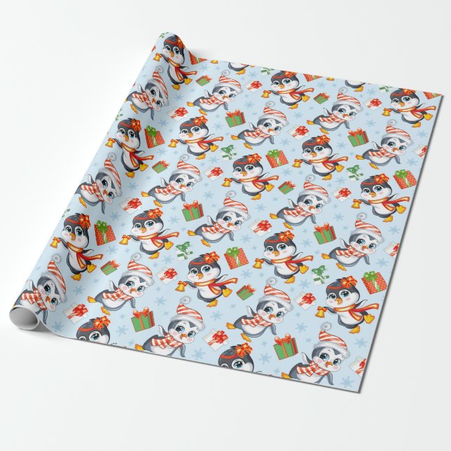 Semesterpingviner Presentpapper (Utrullad)