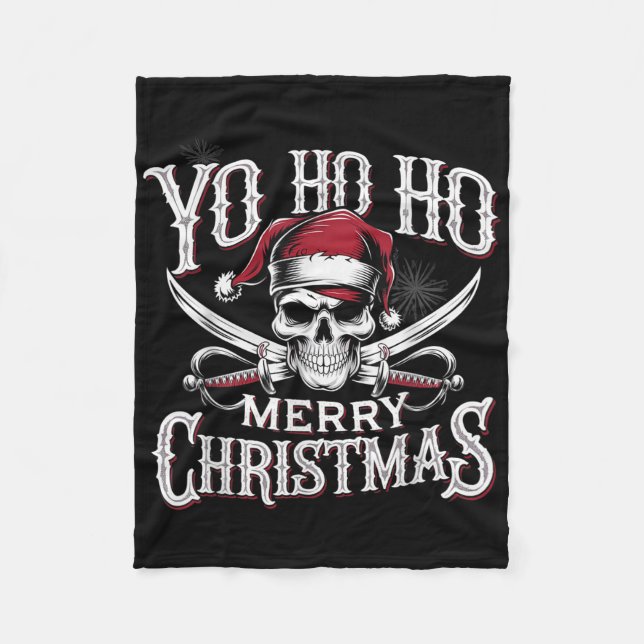 Semesterpirat Yo Ho Ho God Jul Santa Hatt  Fleecefilt (Framsidan)