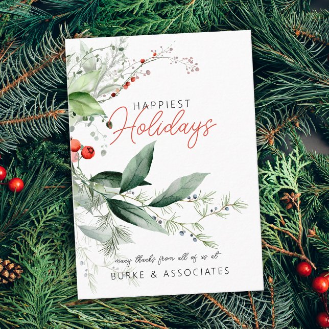 Semesterpresent Affärsgrönska Personlig Visitkort (Holiday Business Greenery Personalized Business Card)