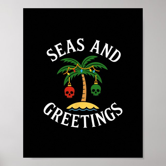Semesters Högtider Hälsningar Pun Pirate Says Krys Poster (Framsidan)