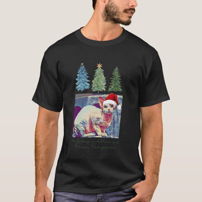 Semestersnusar och Devon Rex katter spinnar rolig  T Shirt (Framsida)