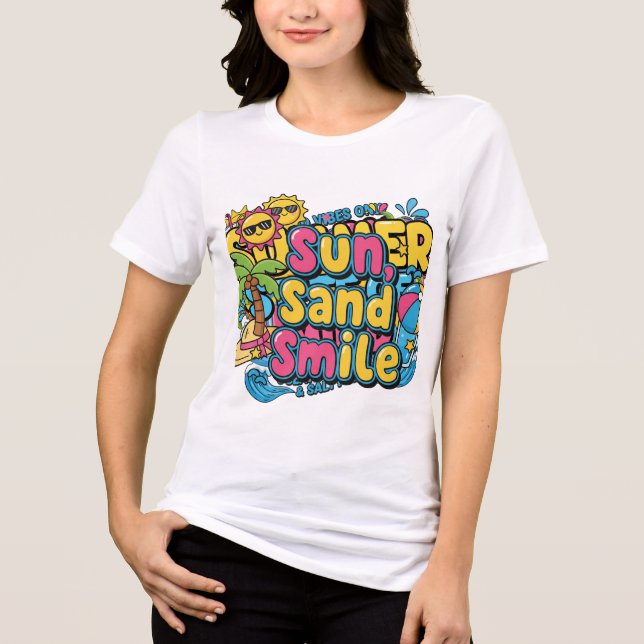 Semesterstämning – Tecknad Dam-T-Shirt T Shirt (Framsida)