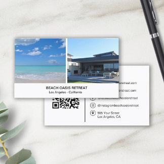 Semesteruthyrning av strandhus QR Ikoner för socia Visitkort