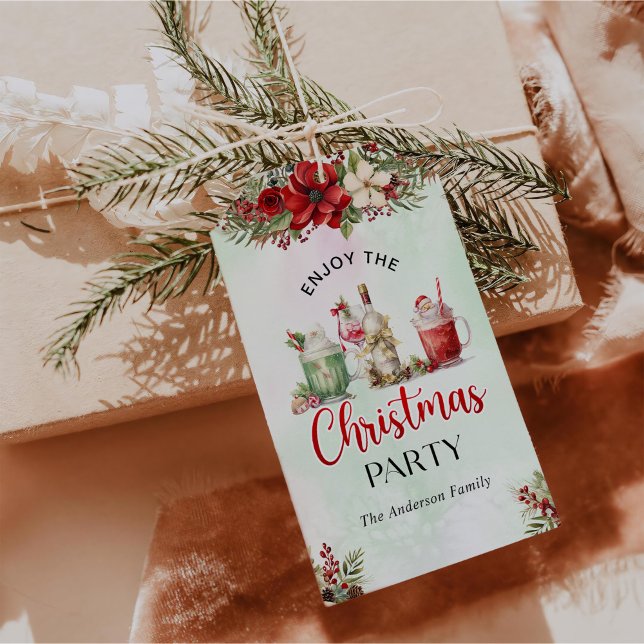 Semestervirkningar Festiva Drinkar Julfest Presentetikett (Skapare uppladdad)