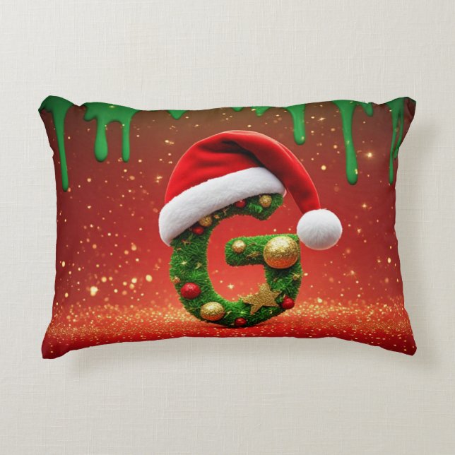 Semestralfabet Bokstav G Tomtehatt 🎅 Prydnadskudde (Framsidan)