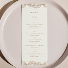 Semi Blommigt Beige Terracotta Bröllop Dinner Menu Meny