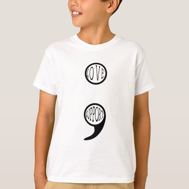 Semi Colon Kärlek och support T-shirt (Framsida)