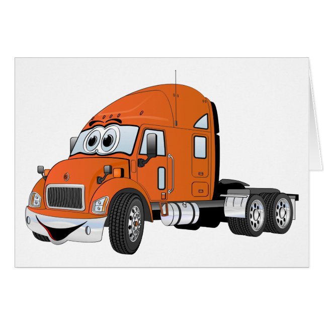 Semi Lastbil Cab-Orange Hälsningskort (Framsidan Horizontal)