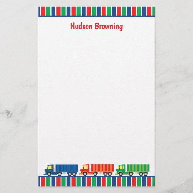 Semi Lastbil Convoy Personlig Stationery Brevpapper (Framsida)