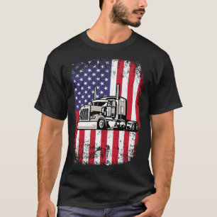 Semi Lastbil Driver 18 Wheeler Trucker USA Amerika T Shirt