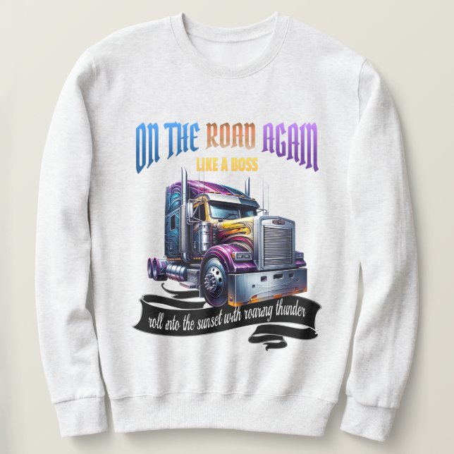 Semi Lastbil-drivrutin Lång Ärmad Tröja (Design framsida)