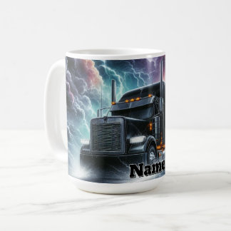 Semi Lastbil i en Vibrant Lighfall Storm Kaffemugg
