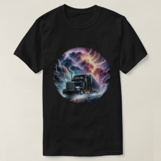 Semi Lastbil i en Vibrant Lighfall Storm T Shirt