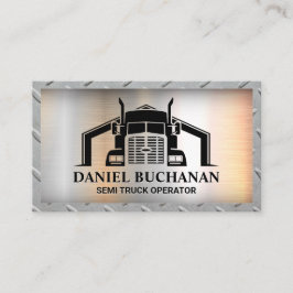 Semi Lastbil Logotyp | Metall Steel Background Visitkort