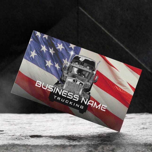 Semi Lastbil Professionell Trucking American Flagg Visitkort (Skapare uppladdad)