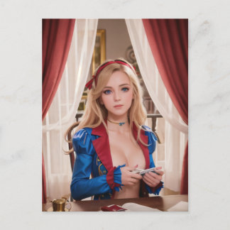 Semi Nude Alice i Wonderland Cosplay Vykort