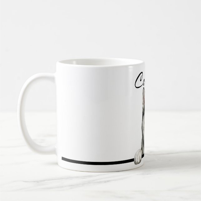 Semi-realistisk sibirisk husky Full Wrap 11oz Mugg (Vänster)
