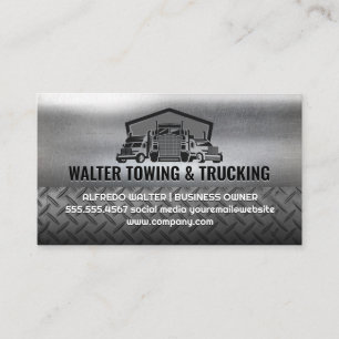 Semi Truck Flotta Logotyp Industriell Stål Metal Visitkort